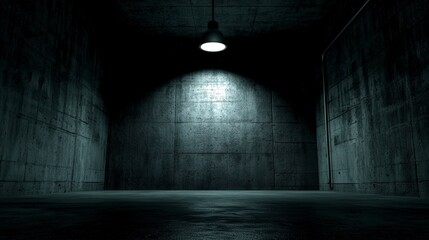 Obraz premium Empty Concrete Room with Spotlight on Rough Walls and Floor