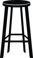 Minimalist black stool vector illustration for furniture design, bar stool silhouette