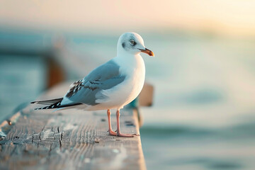 Obraz premium Wooden boardwalk jetty pier with calm ocean water made generative AI concept