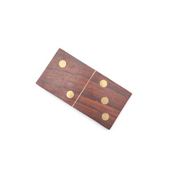 Wooden domino block on white background