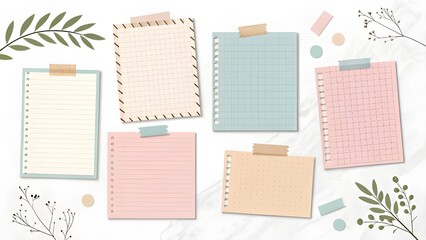 Pastel Paper Notes Collection – Torn Edges, Textures, and Adhesive Accents