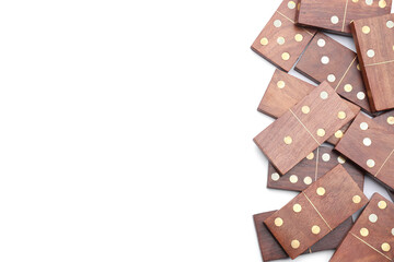 Wooden dominos blocks on white background