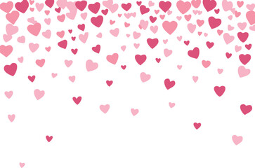 Falling pink hearts vector illustration. Cartoon colorful hearts isolated on white background