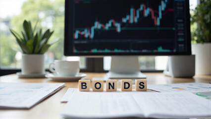 Financial analysis with bonds concept and copy space for business strategy design