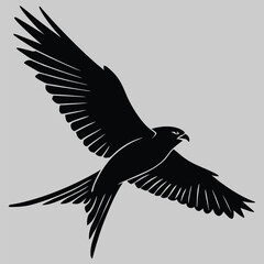 a bird flapping its wings in flight silhouette vector design art and illustration