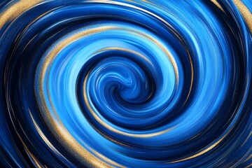 Blue Gold Vortex Abstract Art - Stunning abstract artwork featuring a swirling vortex of deep blues and shimmering gold accents.  Perfect for modern or luxury designs.