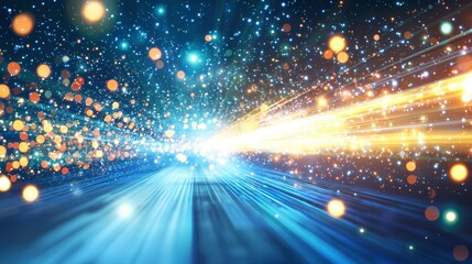 Vibrant Abstract Light Burst with Glittering Particles and Rays