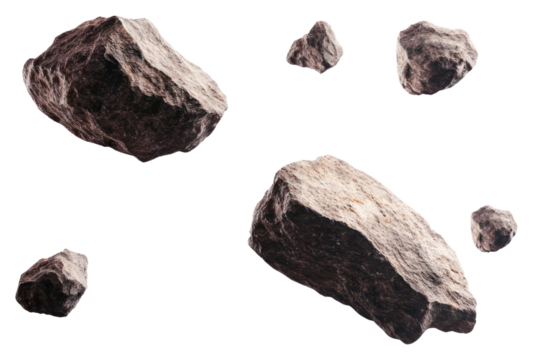 PNG Asteroid background floating elements.