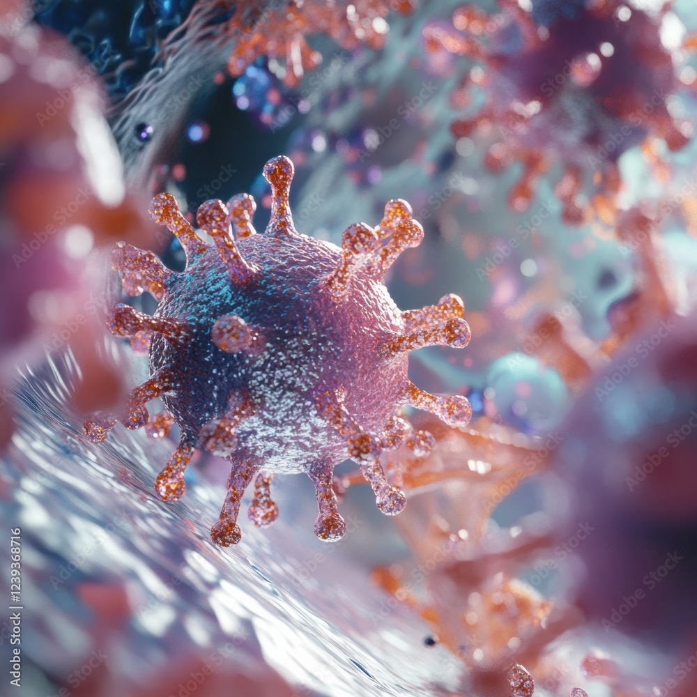 Poster respiratory virus infection causing dangerous lung disease in a detailed 3d illustration of cellular