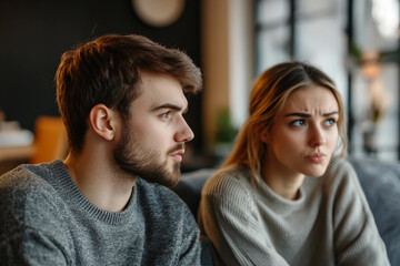 Fototapeta premium Generative AI Image of Family Couple in Conflict Highlighting Emotional Tension and Family Issues