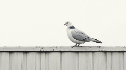 Obraz premium White dove perched on fence, urban background, peaceful scene, wildlife photography