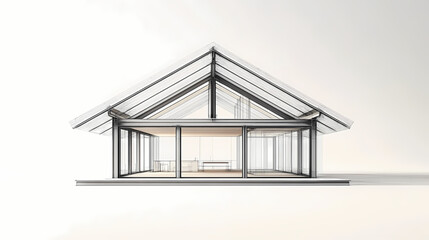 Minimalist steel beam architectural framework with clean lines and symmetry : generative ai. Architectural Style. Illustration