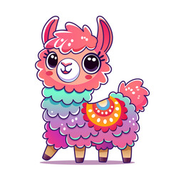 Cute llama alpaca with smile in cartoon style for children's print. vector illustration on white background