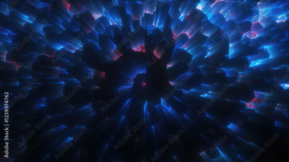 Poster vibrant multicolored particle burst with dynamic motion effect and futuristic abstract digital light