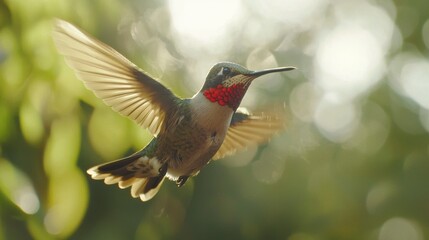 Fototapeta premium Ruby-Throated Hummingbird: A Flash of Color 