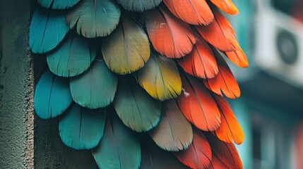 Fototapeta premium Colorful Feathers: A Rainbow of Hues 