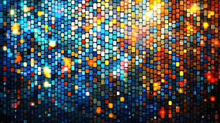 Colorful Mosaic Pattern with Bright Lights and Sparkling Effects