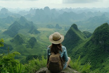 A dedicated solo traveler finds joy in summer by immersing in natures beauty, exploring diverse landscapes that evoke peace, harmony, and tranquility in every moment of their journey