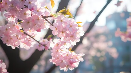 Obraz premium Cherry blossoms blooming on a sunny spring day