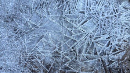 The freezing of water accumulated in streams during the cold season and the formation of unusual shapes