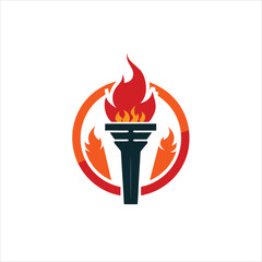 Flaming Victory Torch Logo Clipart for Sports and Events