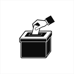 Hand Inserting Ballot into Box Vector Silhouette Icon