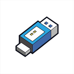 Fototapeta premium Isometric USB Drive Icon Isolated Vector Illustration