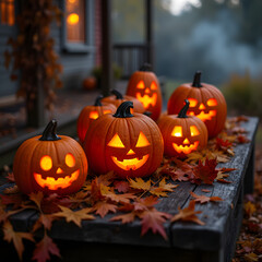 halloween pumpkins on poarch