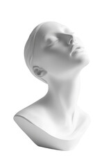 Isolated White Sculpted Female Bust Looking Upward