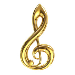 Isolated Shiny Gold Treble Clef with Ball Decoration