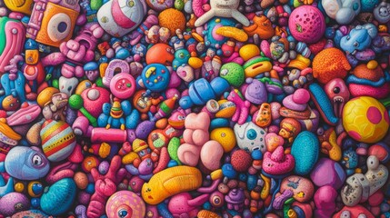 A large colorful pile of various toys. 