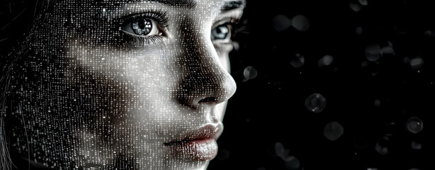 Abstract background of science and technology. Mental health. Women and psychology.