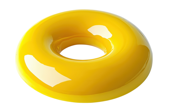 Isolated Glossy Yellow Donut Shape Object