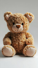 Obraz premium A single soft teddy bear with heart-shaped ears against pure white background