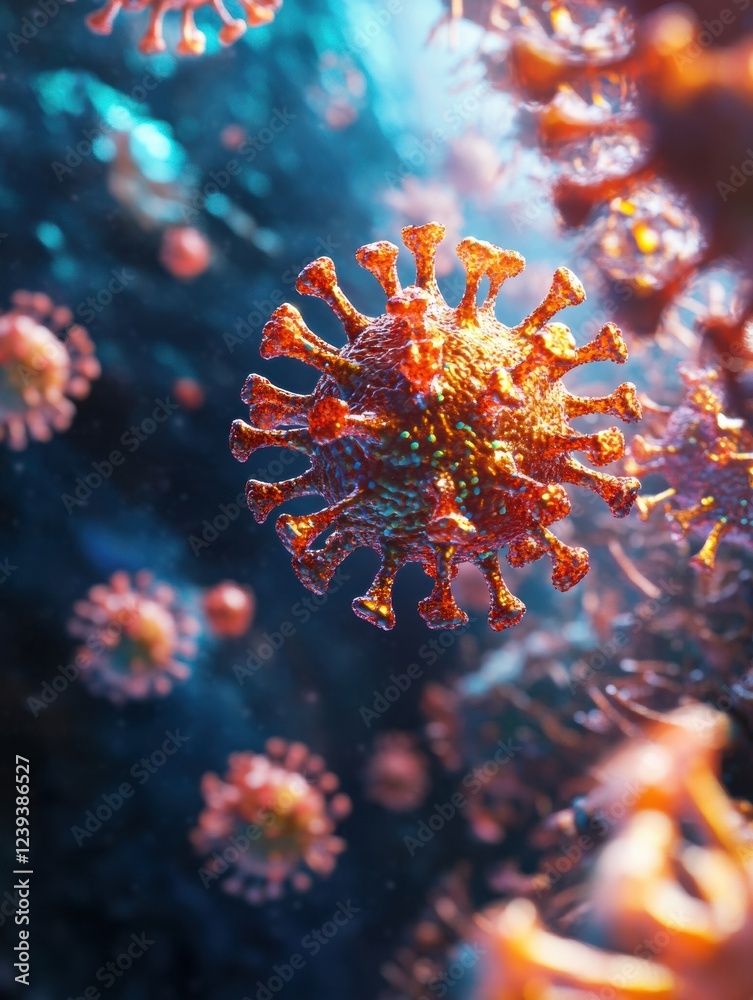 Aufkleber visual representation of respiratory virus infection highlighting danger to lung health in 3d illust