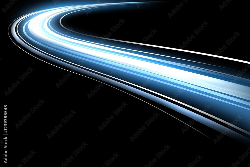 Poster abstract representation of dynamic speed light trails captured over time in an urban setting using g