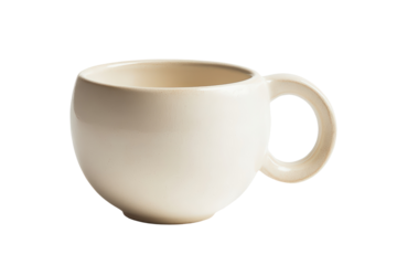 Isolated Cream Ceramic Mug with Rounded Shape