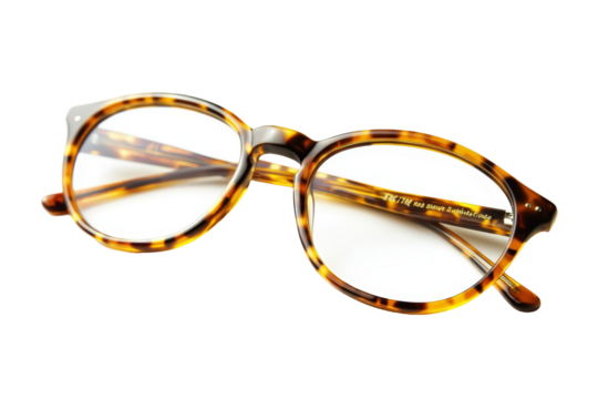 Isolated Round Tortoiseshell Frame Eyeglasses