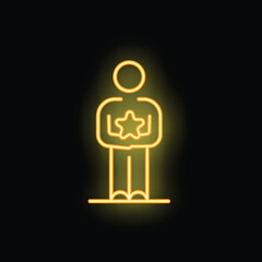 Neon sign depicting a person holding a star close to their chest, symbolizing self belief, ambition, and the pursuit of excellence