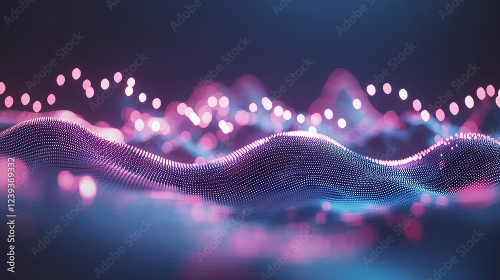 Aufkleber Abstract connected dots and lines, representing AI technology and the motion of digital data flow. Moving lines and dots depict communication and technology networks in a 3D rendering