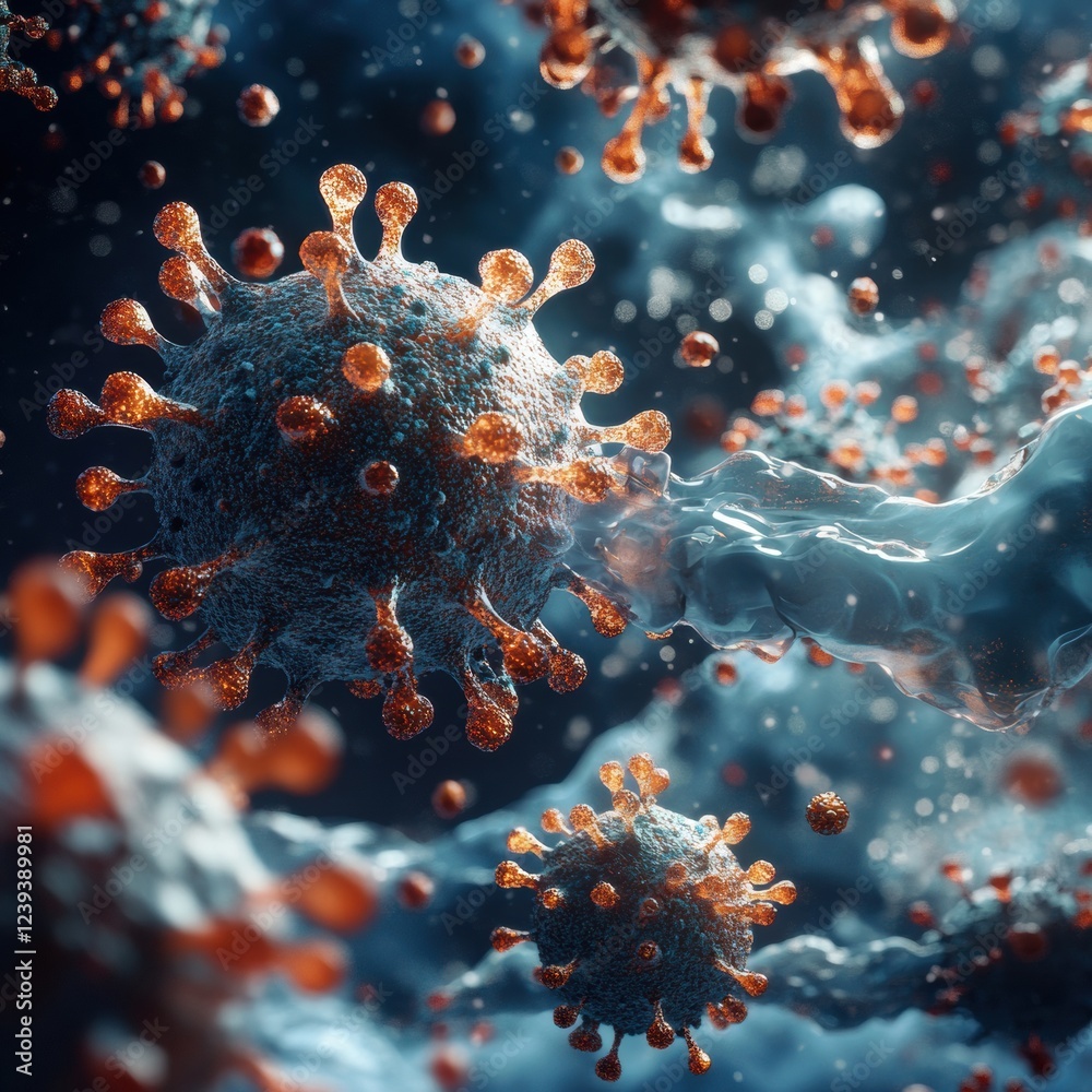 Aufkleber Visual representation of respiratory virus infection affecting lung health in a detailed 3D illustration. Generative AI
