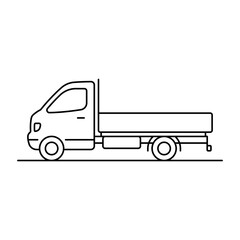 Mini truck icon. Black outline linear silhouette. Editable strokes. Side view. Vector simple flat graphic illustration. Isolated object on white background. Isolate.