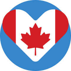 Obraz premium A heart-shaped icon featuring the Canadian flag, symbolizing love and patriotism for Canada.