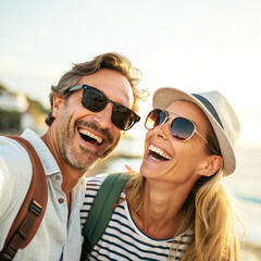 Romantic lovely couple smiling