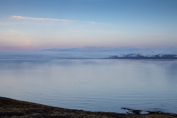 Evening fjord, mountains and sky, Iceland
