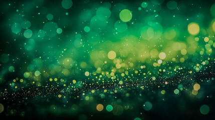Obraz premium The image shows a bokeh effect with yellow and green lights, creating a dreamy and abstract background.