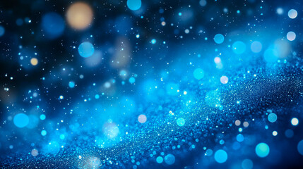 Fototapeta premium A dreamy, abstract background with blue bokeh light spots, creating a sparkling effect.