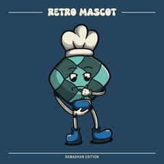 Cute Rice Cake Ramadan Retro Mascot