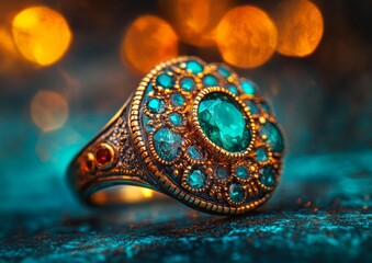 Fototapeta premium Transform your e-commerce with the dreamy teal and yellow bokeh background. Create stunning product shots with these abstract visuals