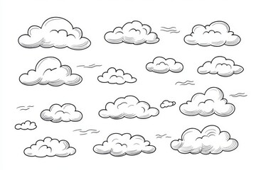 An abstract sun and clouds depicted in a continuous line art style, illustrating the concept of cloudy weather.